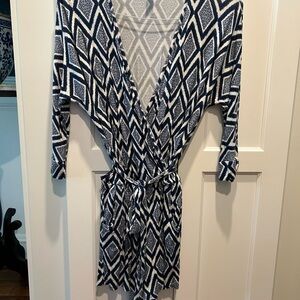 Blue and white cotton romper